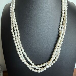 Elegant Vintage  Triple Strand Pearl Necklace